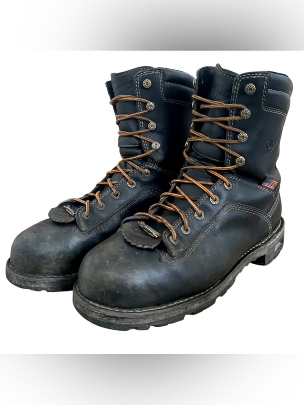 Danner Quarry 8 Inch Black Boot Vibram Workwear Leather Made In USA Men 10.5 EE